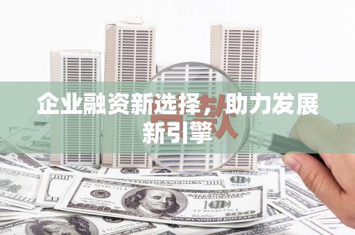 磐安企业融资新选择，助力发展新引擎