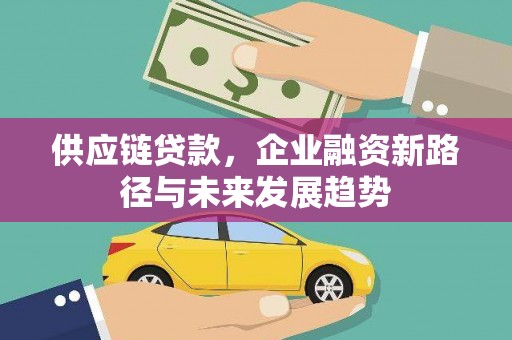 磐安供应链贷款，企业融资新路径与未来发展趋势