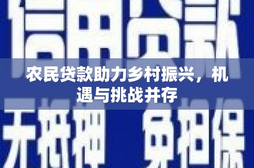 磐安农民贷款助力乡村振兴，机遇与挑战并存