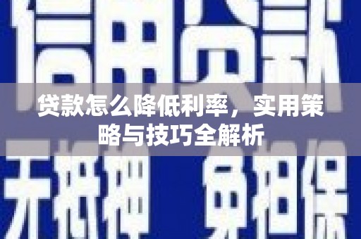 磐安贷款怎么降低利率，实用策略与技巧全解析