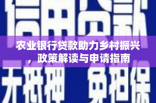 磐安农业银行贷款助力乡村振兴，政策解读与申请指南