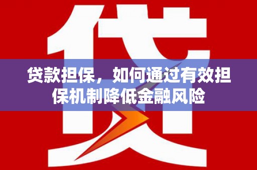 磐安贷款担保，如何通过有效担保机制降低金融风险